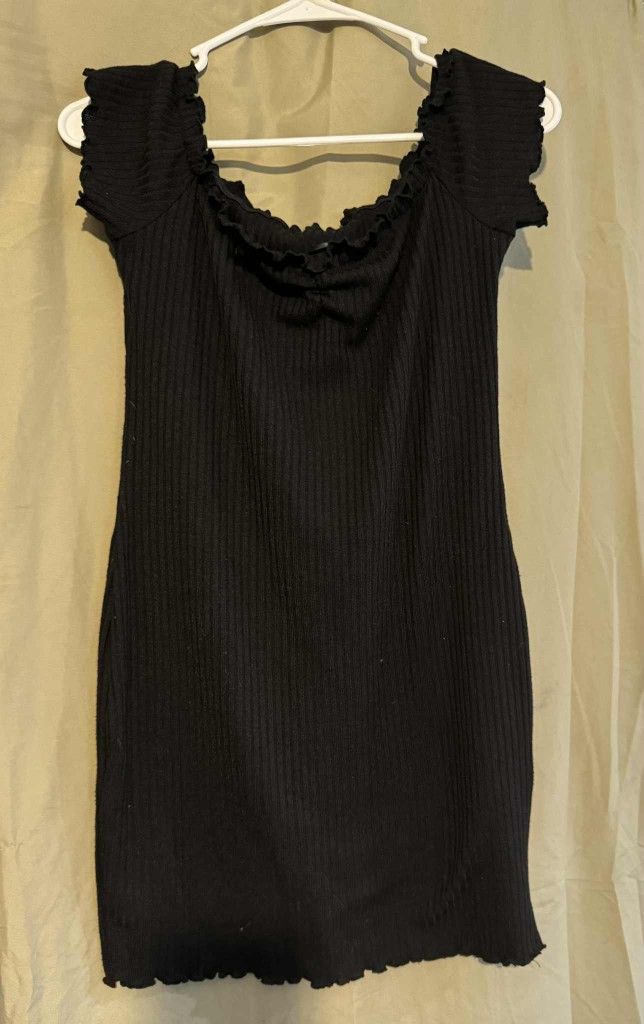 Women's Black Ribbed Dress