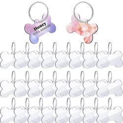 24 Pieces Blank Acrylic Dog Tag Bone-Shaped 