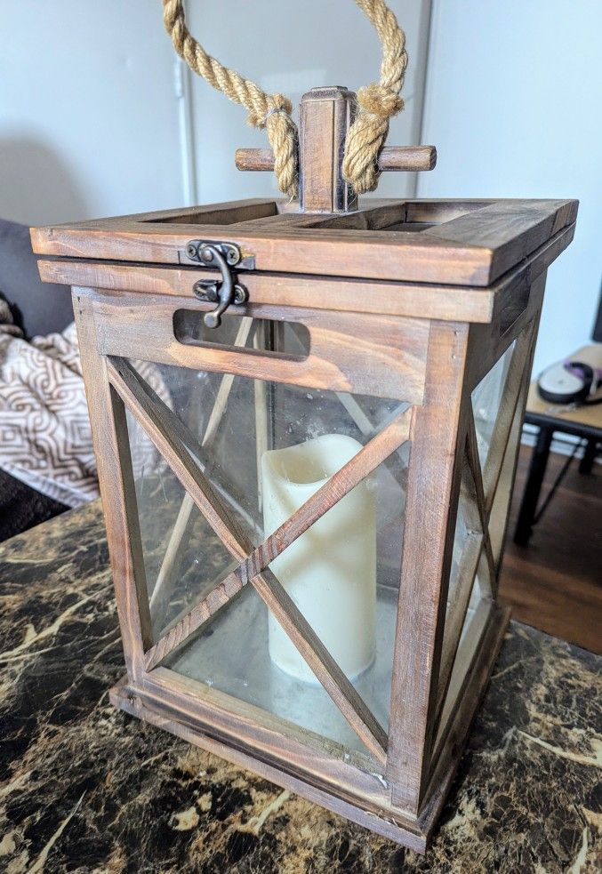 Candle Holder Wood Box Decorative Accent