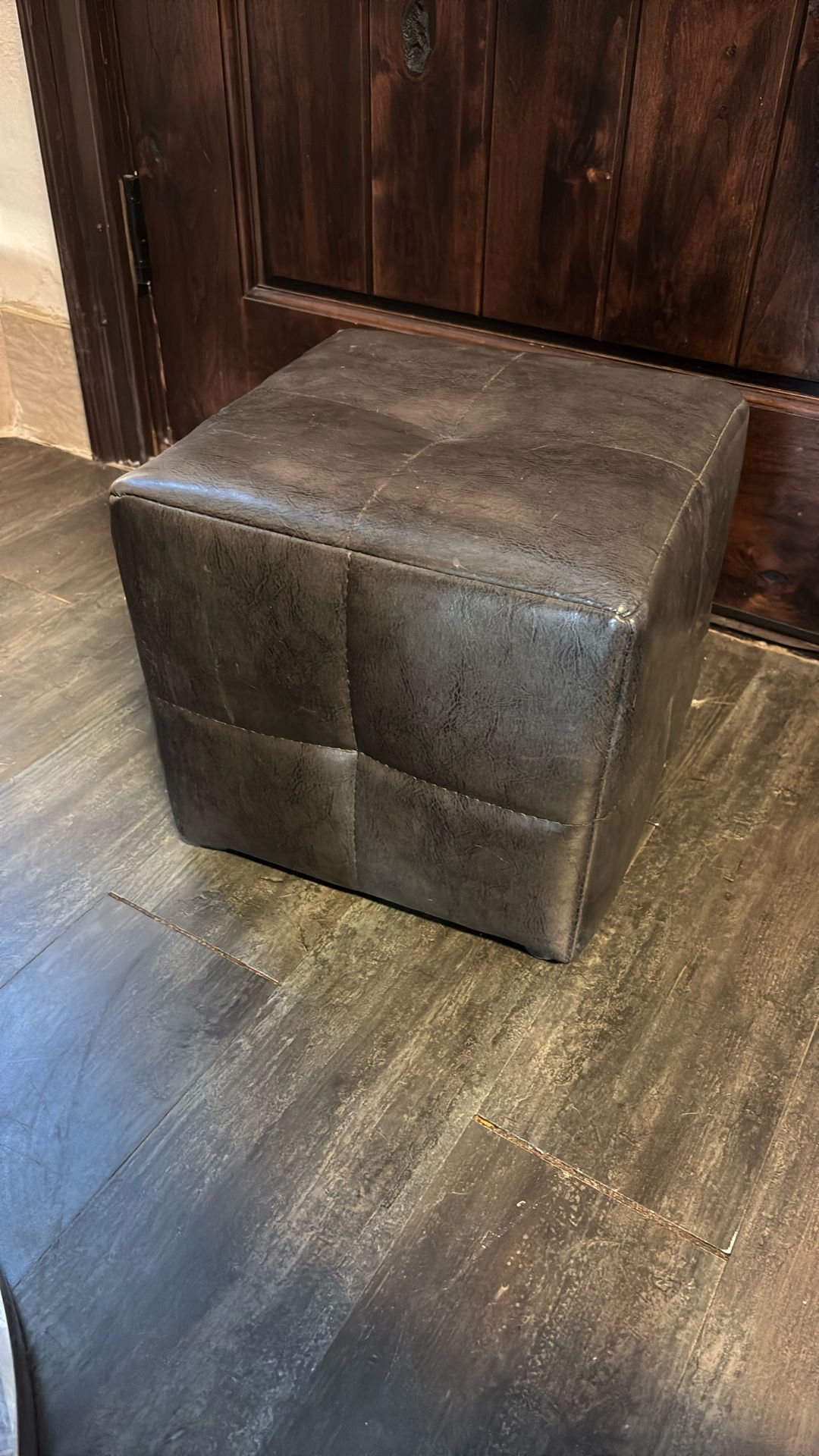 Foot Stool Pleather Gray