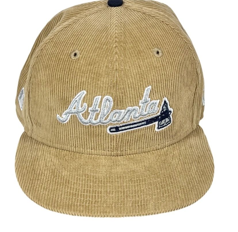 Atlanta Braves Corduroy New Era MLB Fitted Hat 7 3/8  