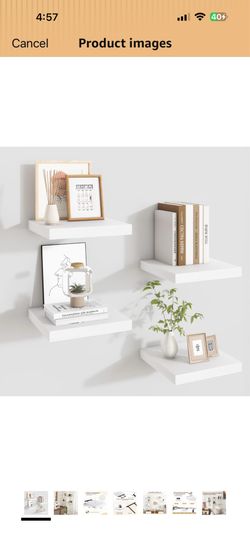 Floating Shelves for Wall - 9.3 Inch Square Shelves with Invisible Brackets, White Small Wall Shelf for Living Room, Bathroom, Bedroom, and Kitchen De