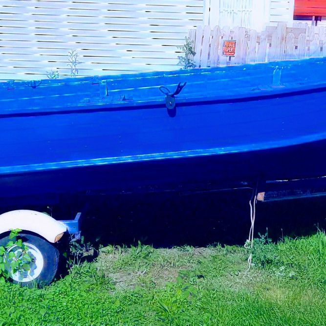 14ft V Bottom boat and trailer 