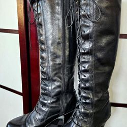 Clark's Long Black Leather Dress Boots Women's Size 6.5