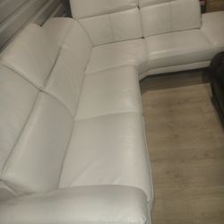 SECTIONAL GENUINE LEATHER RECLINER ELECTRIC WHITE COLOR.. DELIVERY SERVICE AVAILABLE ✅