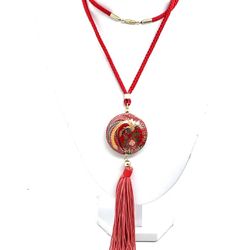 Asian Cloisonné Fancy Bird Necklace 