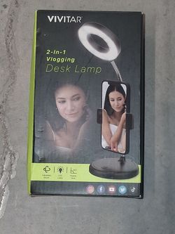 Vivitar 2-in -1 Vlogging Desk Lamp/ Cell Phone Holder With Light