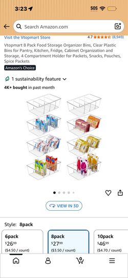 Vtopmart 8pc storage organizer with dividers