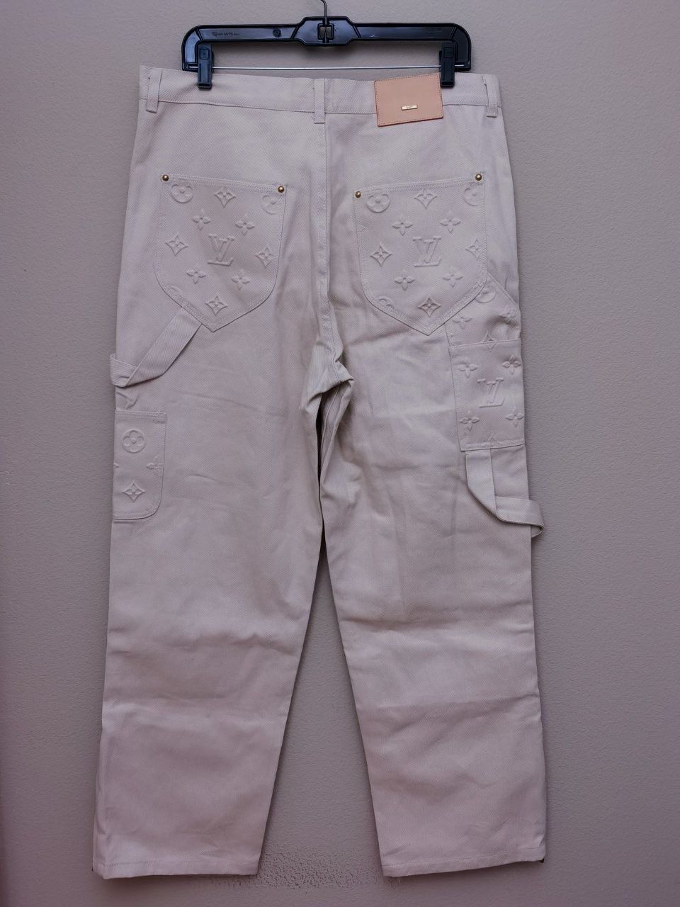 Louis Vuitton Monogram Workwear Denim Carpenter Pants, White, 38