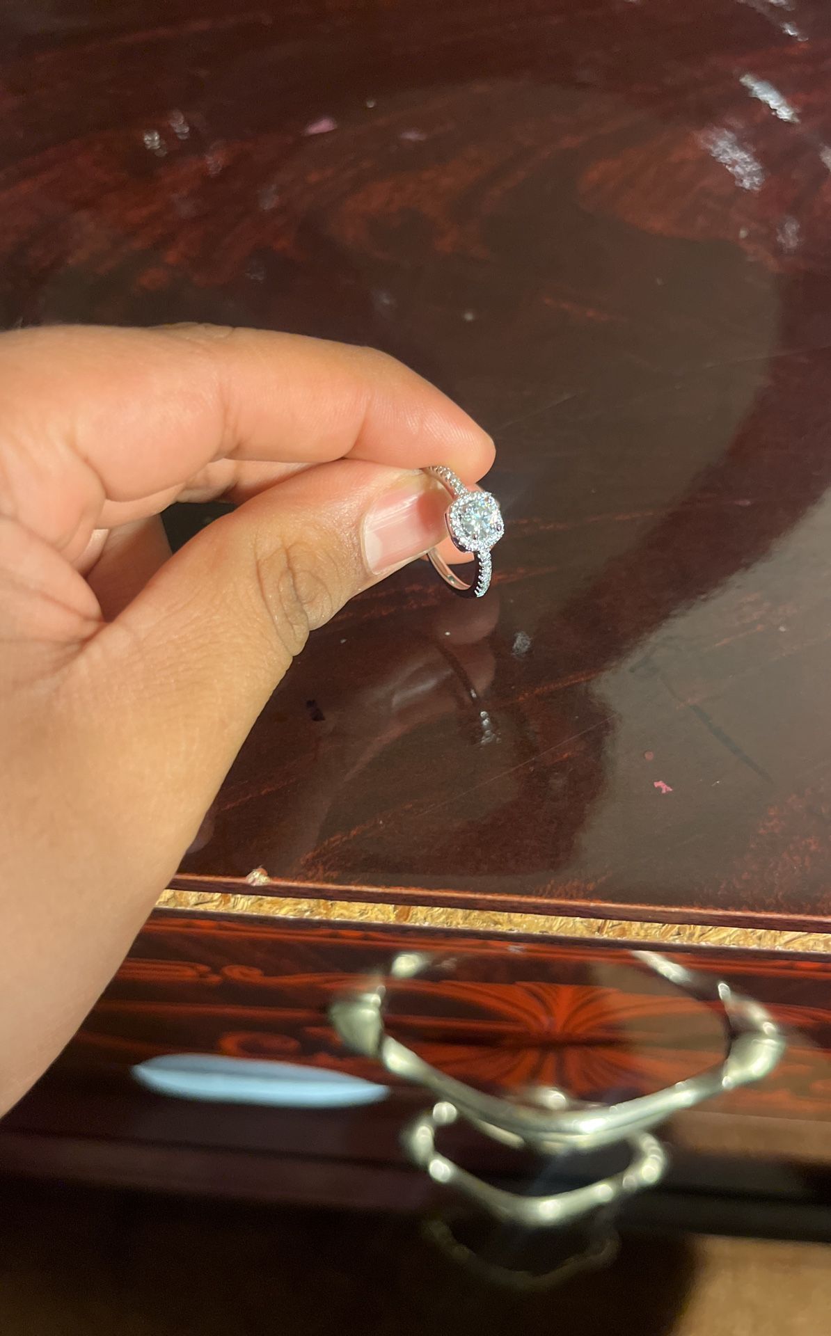 Moissanite Square Halo Ring