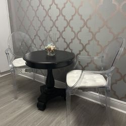 Armchairs: set of 2  + 3 Seat Cushions , Modern Design (2 White & 1 Silver)