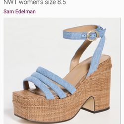 Sam Edelman Blue strapped Wedge Shoes Sz 5.5 Plus Cool Purse