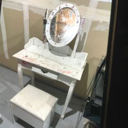 Kid Vanity With Compartment Chair Need Repaint