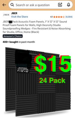 24 Pack Acoustic Foam Panels, 1" X 12" X 12" Sound Proof Foam Panels for Walls, High Desnsity Studio Soundproofing Wedges - Fire Resistant & Noise Abs
