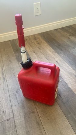 Red Plastic Gasoline Can with Spout