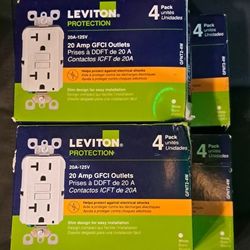 4pks of 4 NEW 20AMP GFCI OUTLETS LEVITON PROTECTION  20A-125V GFNT2-4W