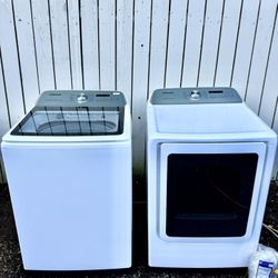 XL White Top Load Samsung Washer & Dryer Steam ( Electric 