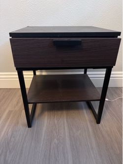 Dark wood / Black Metal night stand