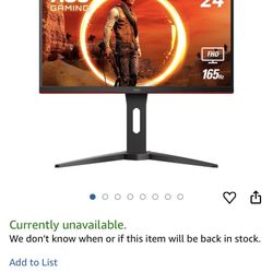 Gaming Monitor Aoc Curved 165hz 1ms Hdmi