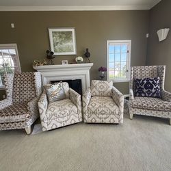 Set of 4 Patterned Armchairs