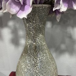 Crystal vase with purple white tent Painted flowers