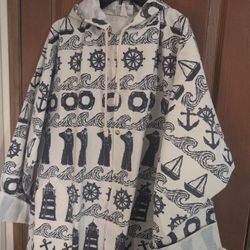 Michigan Rag Company Nautical Themed Hooded Jacket Size L/XL, Unisex 
