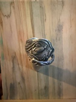 Silver Tone Corn Motif Statement Ring