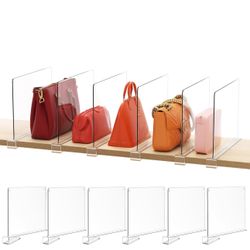 All New 6 Pack Clear Shelf Divider Organizer 