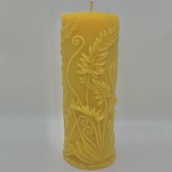 Fern Flower Beeswax Candle Pillar