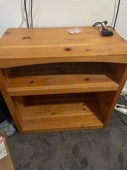Solid Pine Wood TV Stand with Shelves