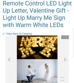 Remote Control LED Light Up Letter, Valentine Gift - Light Up Marry Me Sign with Warm White LEDs
