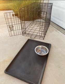 LARGE iCRATE DOG KENNEL WITH TRAY AND DISH BOWL, FOLDABLE, 30” L x 19” W x 21” H
