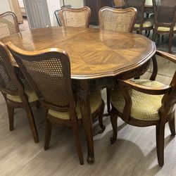 Real Wood Vintage Dining Set With Chairs Brown