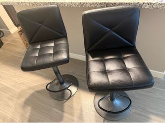 Two Leather Bar Stools