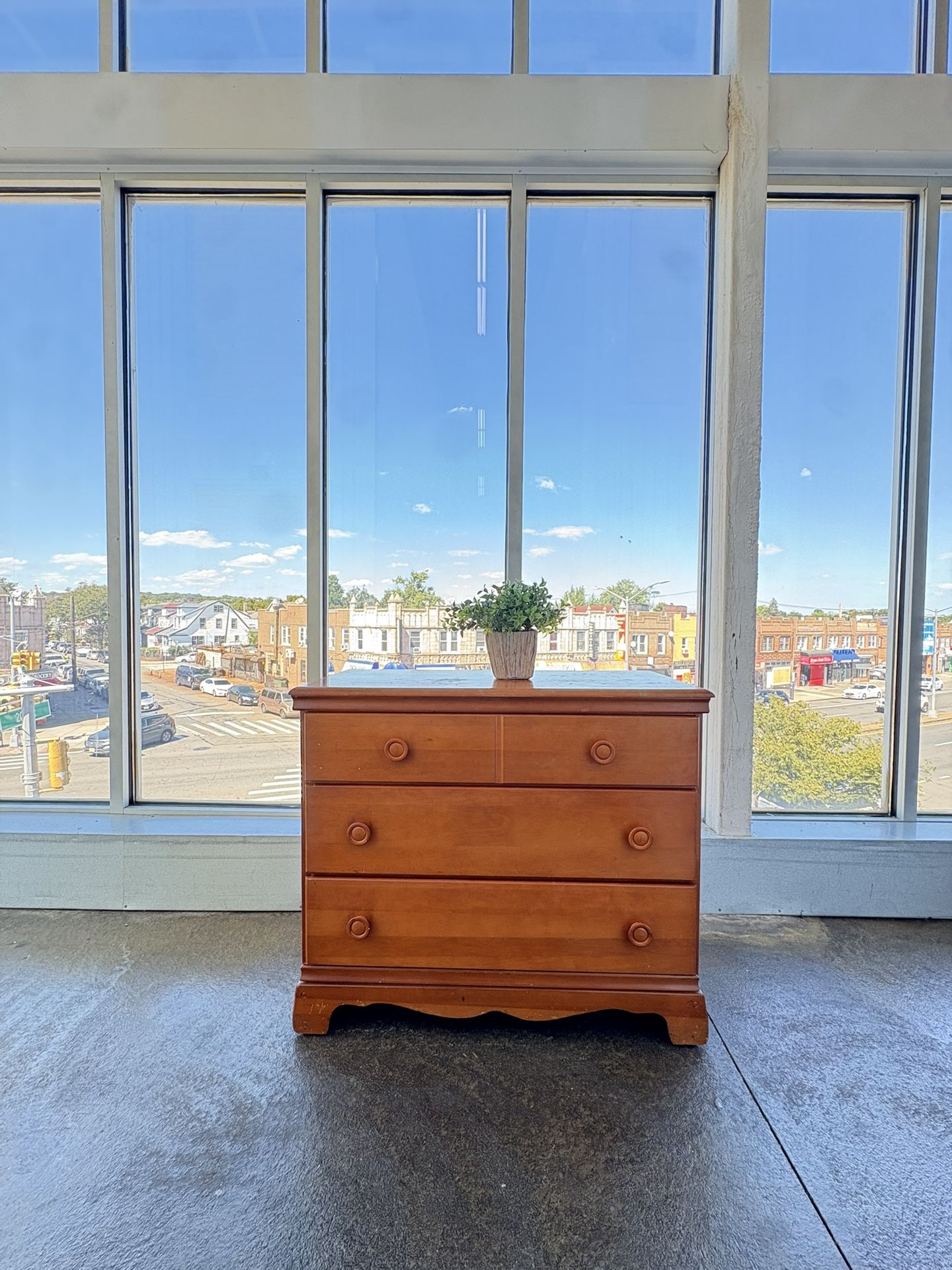 Vintage Traditional Midcentury Modern Minimalist Brown Wood Dresser Chest Of Draws