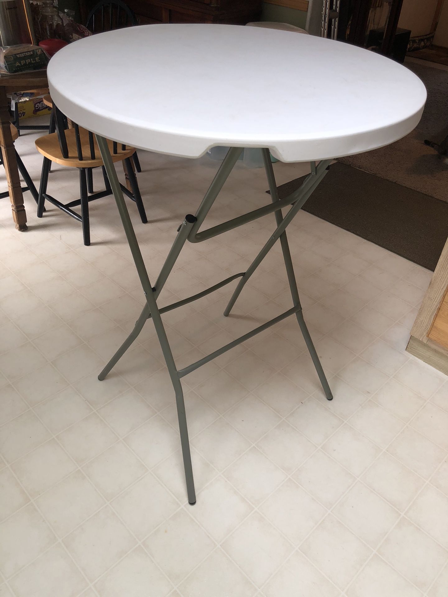 3ft - Round Granite White Plastic Bar Height Folding Table