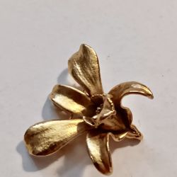 Vintage Jewelry.  Gold Orchid Broach.  