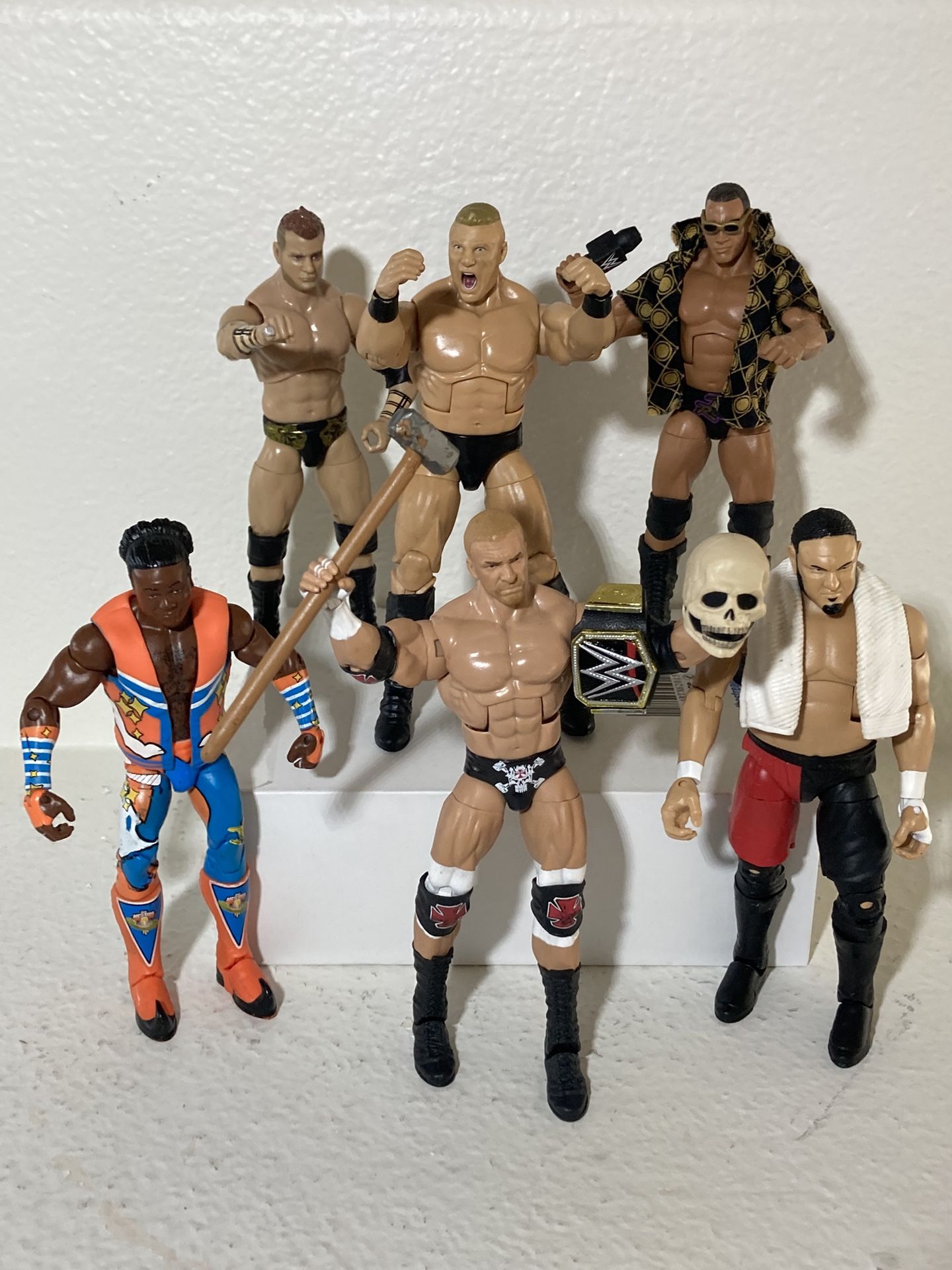 WWE Elite Collection 6 Figure Lot - Joe / Woods / HHH / Rock / MJF / Lesnar