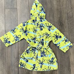 Nautica Boys Blue Lime Green Octopus Snorkel Hooded Pool Swim Robe 7-8