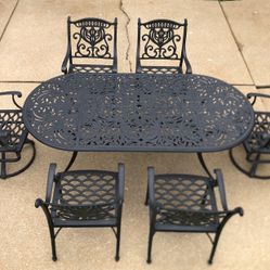 Hanamint Grand Tuscany Outdoor Patio Furniture Set 6 Seat Dining set-84in 90 pound Oval Table