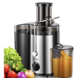 Qcen Juicer Machine, 500W Centrifugal Juicer Extractor with Wide Mouth 3” Feed Chute for Fruit Vegetable, Easy to Clean, Stainless Steel, BPA-free (Bl