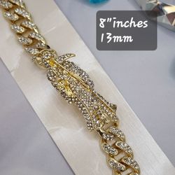 La Santa Muerte Bracelet Ice Out GOLD PLATED 