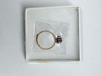 Purple Amethyst Style Adjustable Ring Gold Tone Raw Stone Jewelry