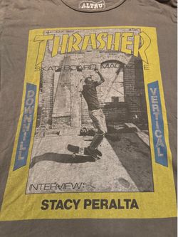 Thrasher vintage Stacy Peralta May 1982 grey t-shirt Size XL