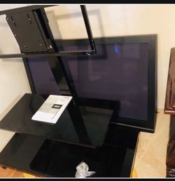 TV Stand With Glass Shelves.
