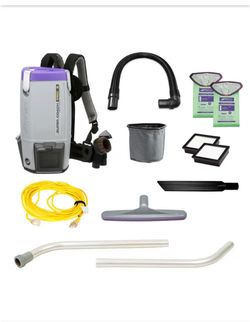 NEW IN BOX Shop ProTeam Super Coach Pro 6, 6 qt. Corded Backpack Vacuum Cleaner with Xover Floor Tool, 2pc. Wand, 3 Replaceable Filters