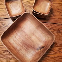 Monkey Pod Salad Bowl Set