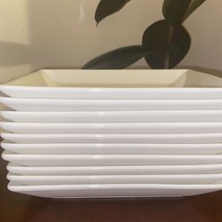 NEW - 10–white square porcelain plate  —7.08 In