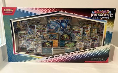Pokémon Prismatic Evolutions Lucario ex & Tyranitar ex Premium Collection Box