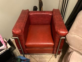 RED designer mid century chair.
